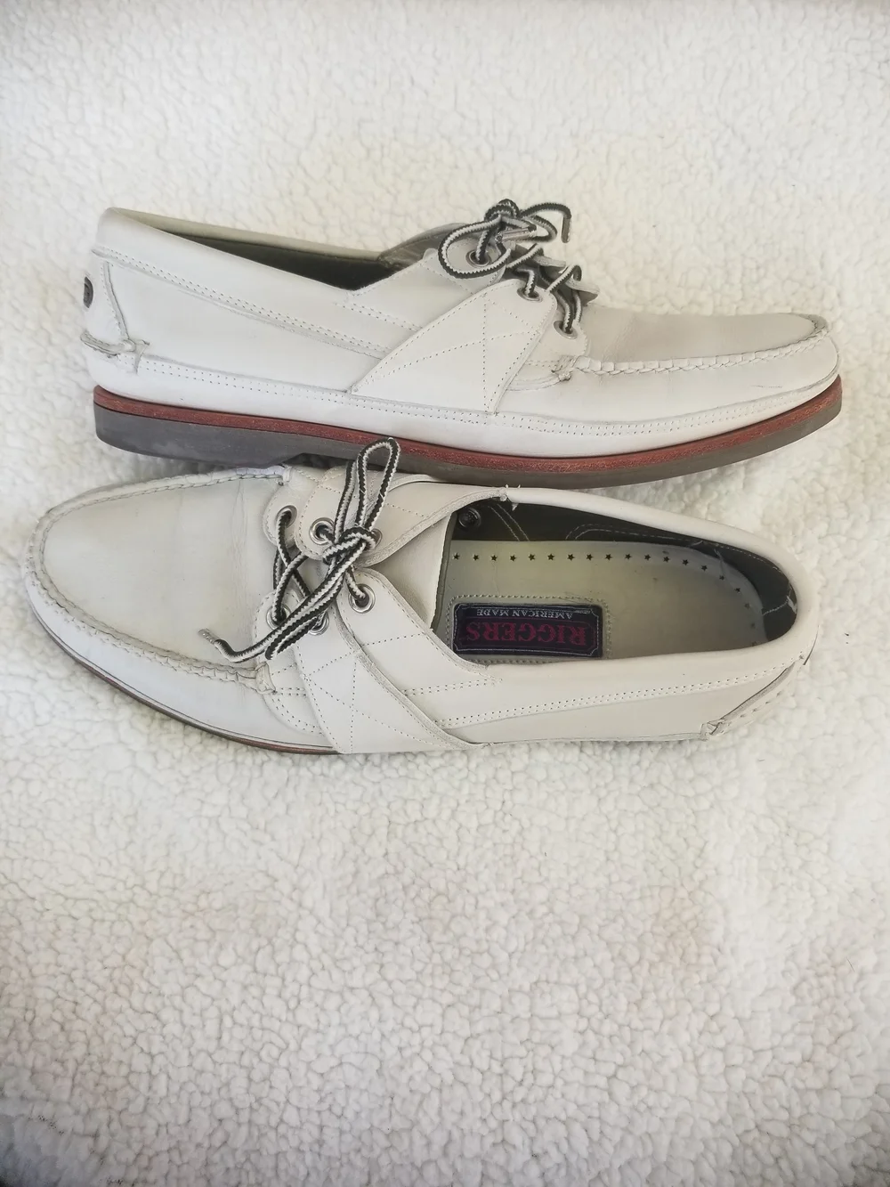 Rigger’s White Leather Men’s Boat Shoes
